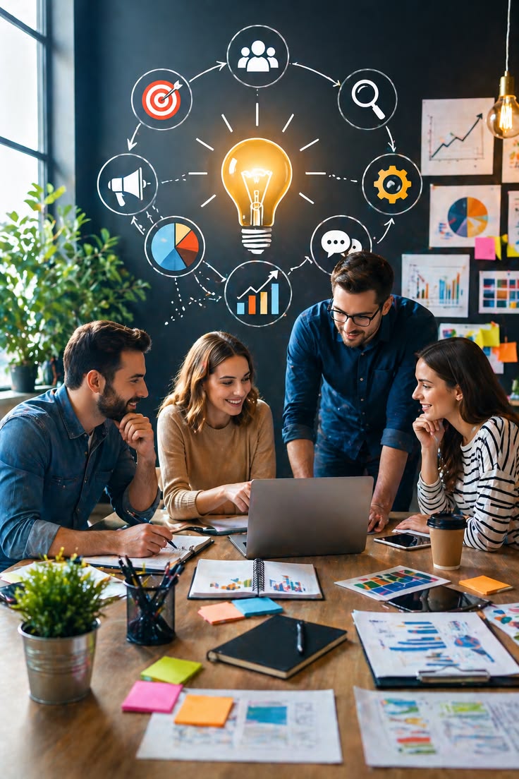 Equipe MIVARA préparant une stratégie de marketing digital